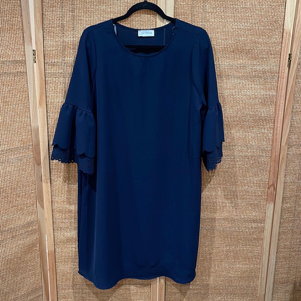 Bell Sleeve Navy Dress- size medium